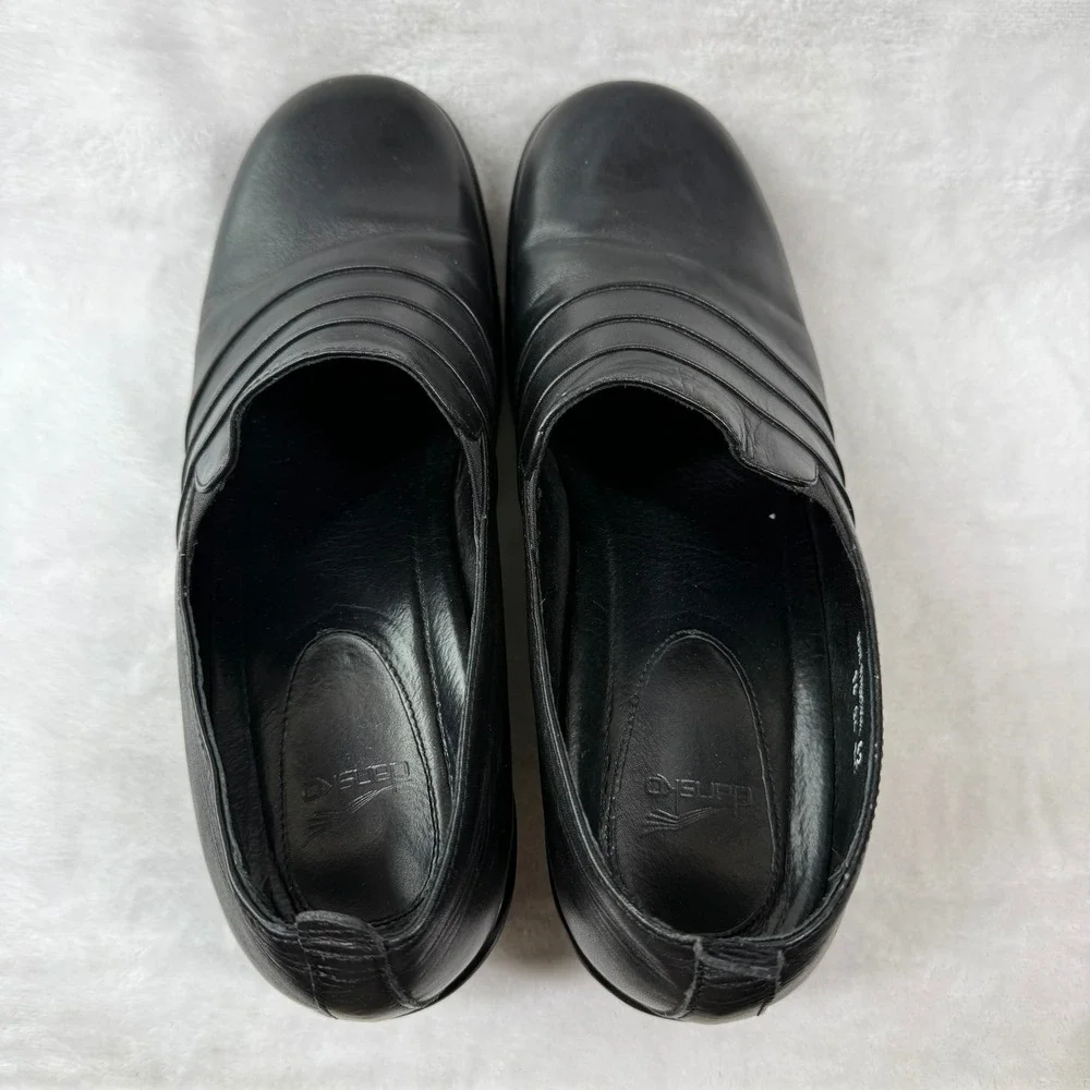 Dansko‎ Black Leather Wedge Loafers Slip On Shoes Made in Portugal Size 42